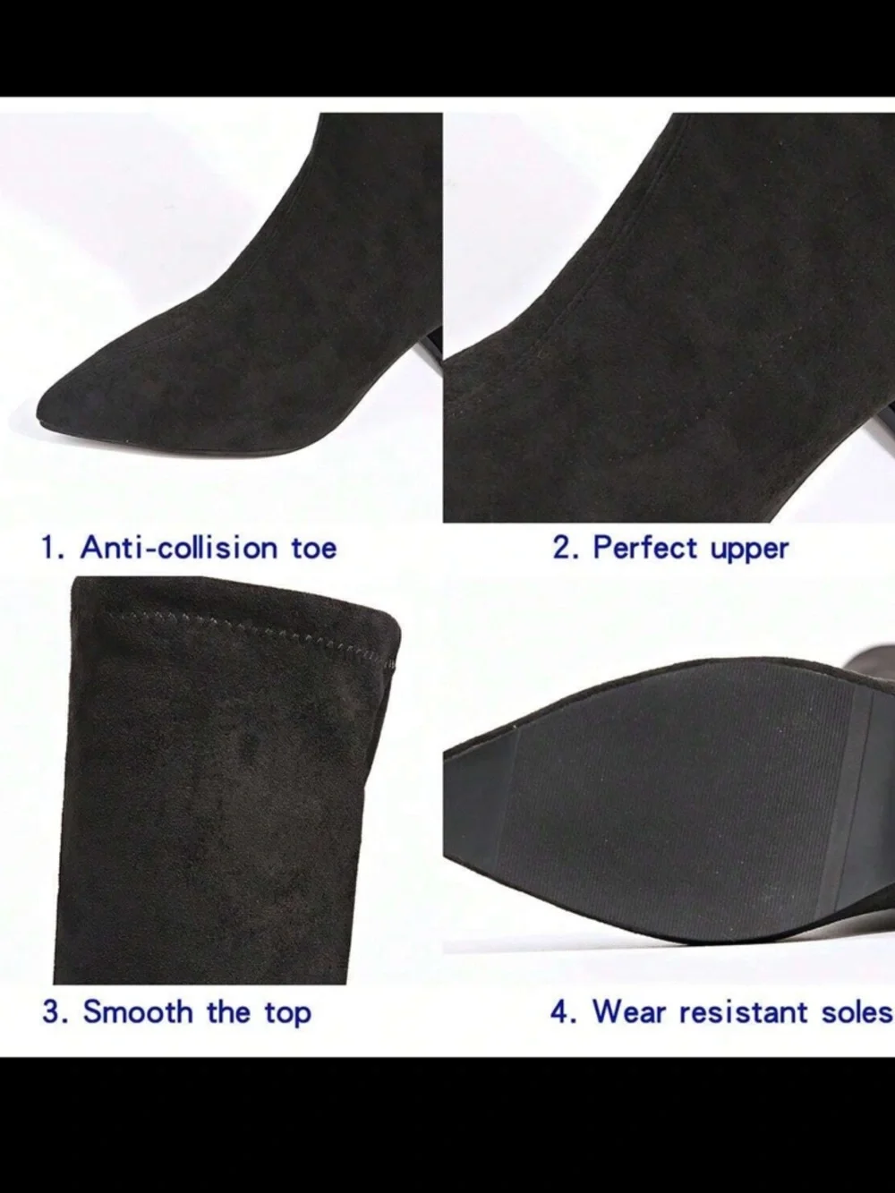 Black Over-The-Knee Suede Boots – Chunky Heel Thigh High Boots - 9.5